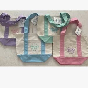 Trader Joe's Pastel Canvas Tote Bag - Blue NEW